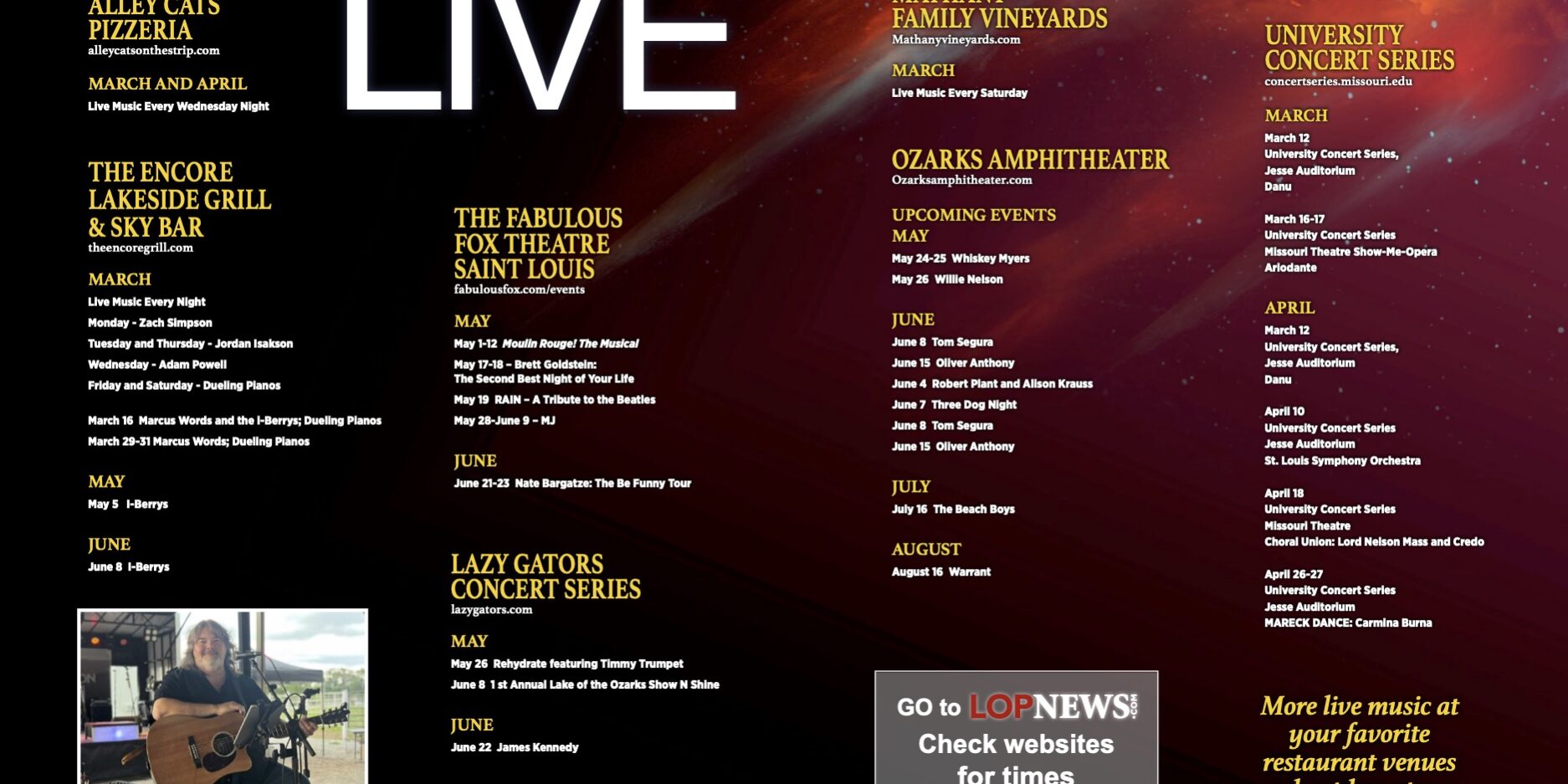 Live Performances March:April 2024 Live Performances March:April 2024